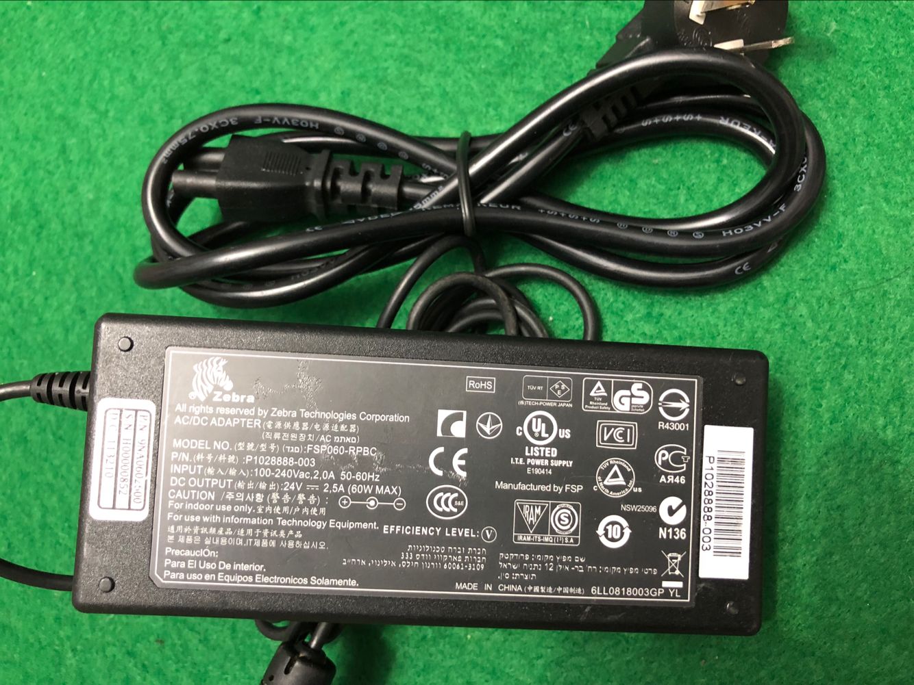 *Brand NEW* ZEBRA 24V 2.5A AC DC ADAPTER FSP060-RPBC P1028888-003 POWER SUPPLY